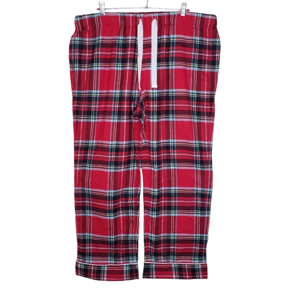 NEW Lands' End Red Plaid Flannel Petite Pajama Pants